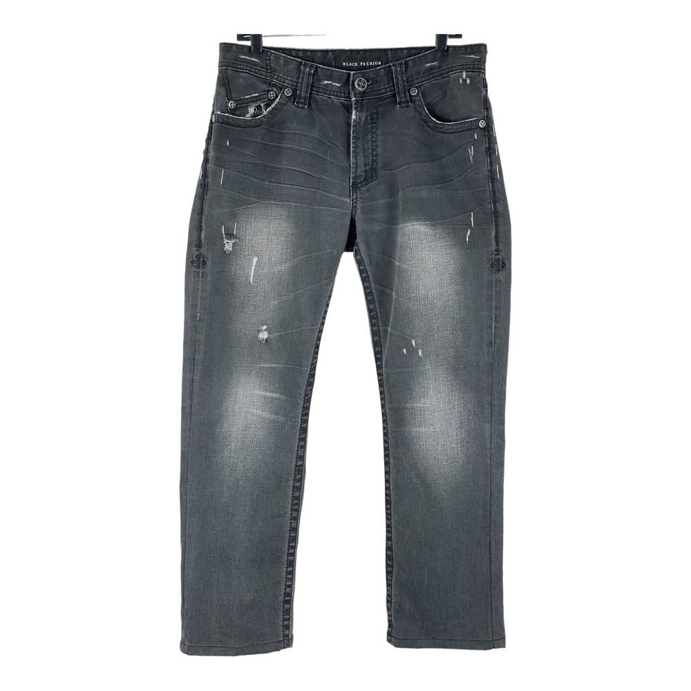 Affliction Jeans Black Premium Blake Mens 35 x 28 Actual‎ Black Faded Distressed